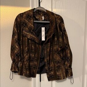 Black and Gold jacquard jacket NWT
